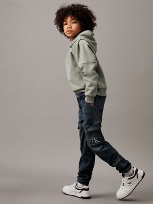 dirty green comfort denim cargo joggers for boys calvin klein jeans