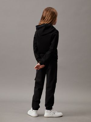 ck black relaxed terry cargo joggers for boys calvin klein jeans