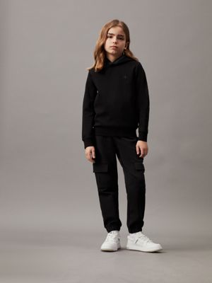 ck black relaxed terry cargo joggers for boys calvin klein jeans