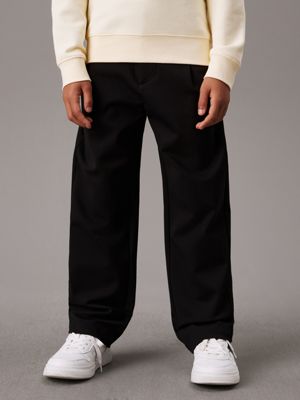 black straight tailored trousers for boys calvin klein jeans