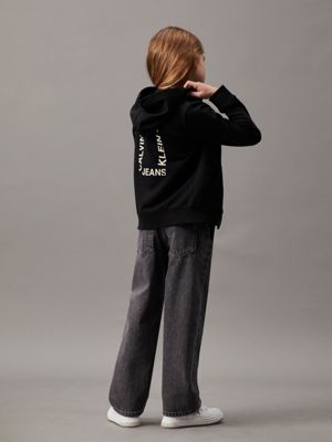 ck black logo terry zip up hoodie for boys calvin klein jeans