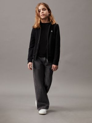 ck black logo terry zip up hoodie for boys calvin klein jeans