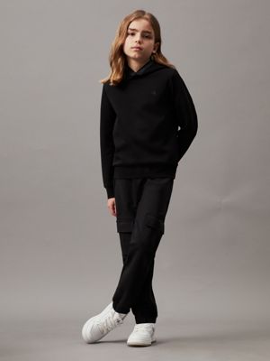 ck black spacer logo hoodie for boys calvin klein jeans