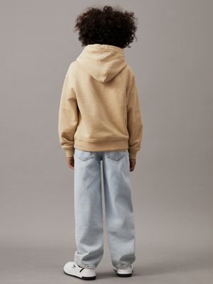 pale khaki relaxed terry logo hoodie for boys calvin klein jeans