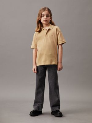 pale khaki relaxed textured polo shirt for boys calvin klein jeans