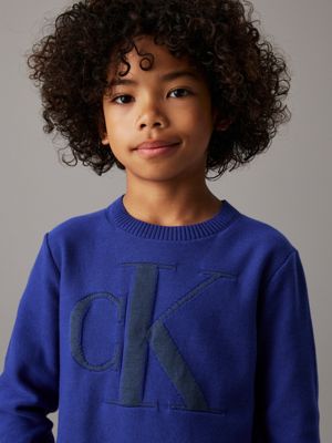 pigment blue relaxed logo jumper for boys calvin klein jeans