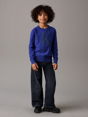 pigment blue relaxed logo jumper for boys calvin klein jeans