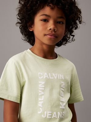 celadon green relaxed logo t-shirt for boys calvin klein jeans