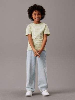 celadon green relaxed logo t-shirt for boys calvin klein jeans