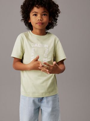 green relaxed logo t-shirt for boys calvin klein jeans