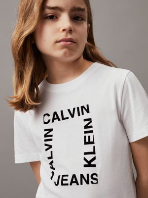 bright white relaxed logo t-shirt for boys calvin klein jeans