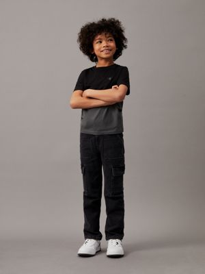 ck black colourblock t-shirt for boys calvin klein jeans