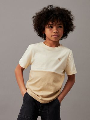 white colourblock t-shirt for boys calvin klein jeans