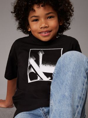 ck black relaxed logo t-shirt for boys calvin klein jeans