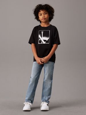 ck black relaxed logo t-shirt for boys calvin klein jeans