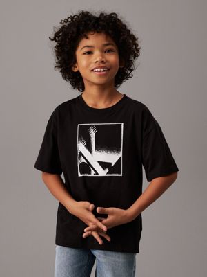 black relaxed logo t-shirt for boys calvin klein jeans