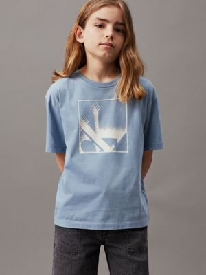 blue relaxed logo t-shirt for boys calvin klein jeans