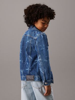 radiant blue laser rgd denim logo trucker jacket for boys calvin klein jeans