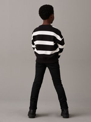 essential black stretch mid rise slim jeans for boys calvin klein jeans