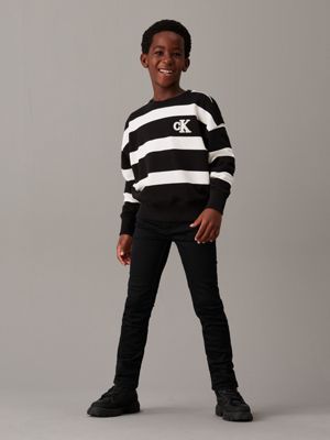 essential black stretch mid rise slim jeans for boys calvin klein jeans