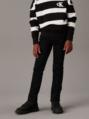 black mid rise slim jeans for boys calvin klein jeans