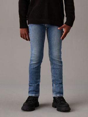 blue mid rise slim jeans for boys calvin klein jeans