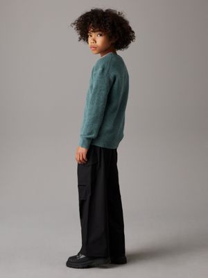 ck black relaxed parachute trousers for boys calvin klein jeans