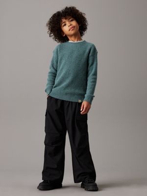 ck black relaxed parachute trousers for boys calvin klein jeans