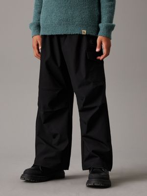 pantalon parachute relaxed black pour garçons calvin klein jeans