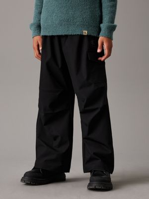 black relaxed parachute trousers for boys calvin klein jeans