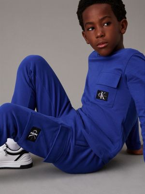 pigment blue relaxed cargo joggers for boys calvin klein jeans