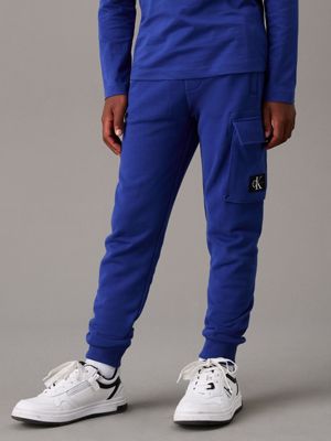 blue relaxed cargo joggers for boys calvin klein jeans