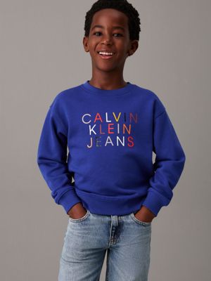 blue relaxed logo sweatshirt for boys calvin klein jeans