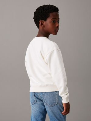 sweat-shirt relaxed avec logo ivory pour garçons calvin klein jeans