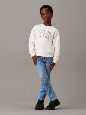 ivory relaxed logo sweatshirt for boys calvin klein jeans