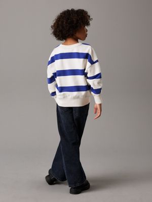 pigment blue/ ivory stripe striped sweatshirt for boys calvin klein jeans