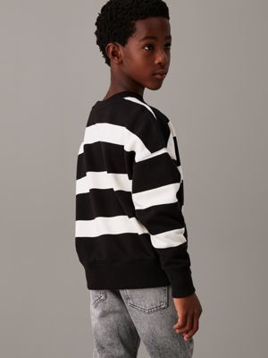 ck black/ ivory stripe striped sweatshirt for boys calvin klein jeans