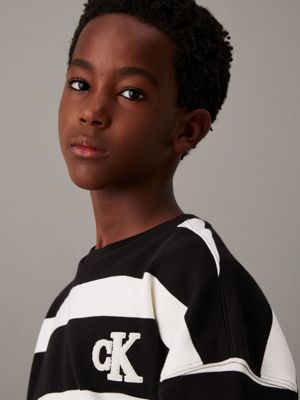 ck black/ ivory stripe striped sweatshirt for boys calvin klein jeans