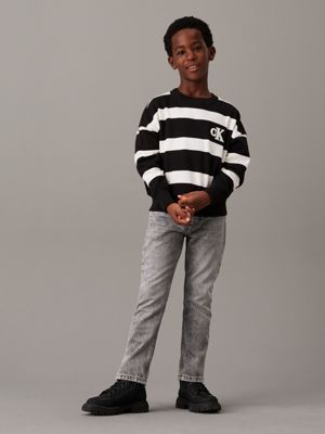 ck black/ ivory stripe striped sweatshirt for boys calvin klein jeans