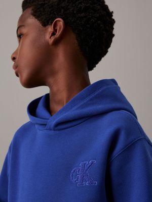 pigment blue pique hoodie for boys calvin klein jeans