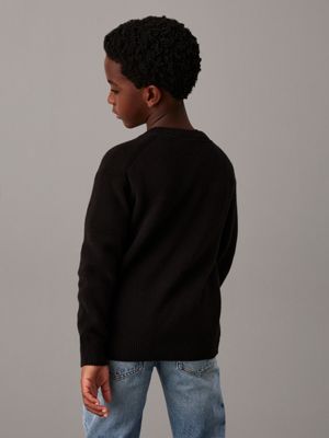 ck black relaxed logo jumper for boys calvin klein jeans