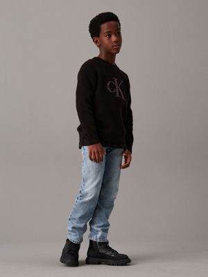 ck black relaxed logo jumper for boys calvin klein jeans