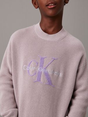 grey heather relaxed logo jumper for boys calvin klein jeans