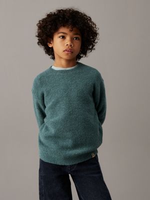 blue relaxed boucle jumper for boys calvin klein jeans