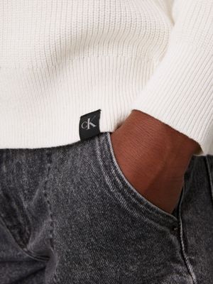 ivory relaxed v-neck jumper for boys calvin klein jeans