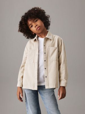 grey corduroy overshirt for boys calvin klein jeans