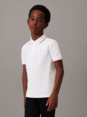 white tipping polo shirt for boys calvin klein jeans