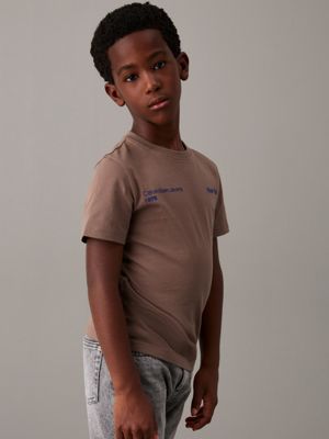 grey logo t-shirt for boys calvin klein jeans