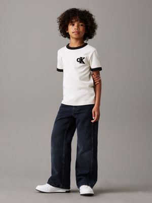 ivory oversized t-shirt for boys calvin klein jeans