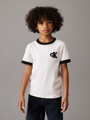 white oversized t-shirt for boys calvin klein jeans